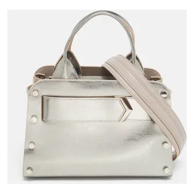 Jimmy Choo Silver Leather and Suede Satchel