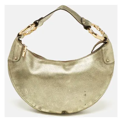 Gucci Gold Leather Bamboo Ring Hobo