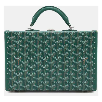 Goyard Green Pvc Coated Canvas Leather Grand Hotel Trunk Bag