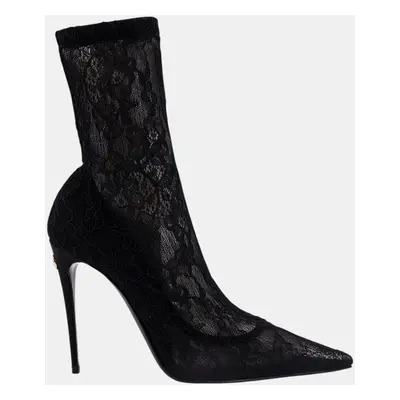 Dolce & Gabbana Black Lace Ankle Boots EU