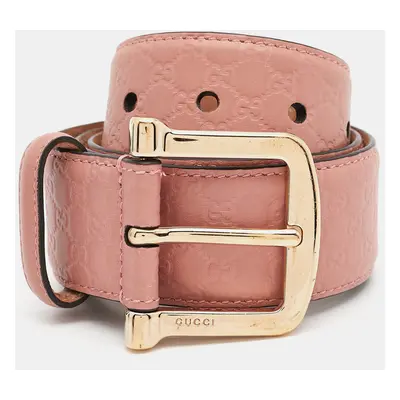 Gucci Pink Guccissima Leather Buckle Belt 80CM