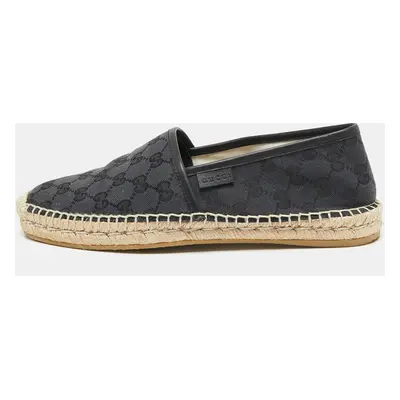 Gucci Black GG Canvas and Leather Espadrilles Flats Size 40.5