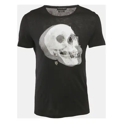 Alexander McQueen Black Skull Print Cotton Crew Neck T-Shirt