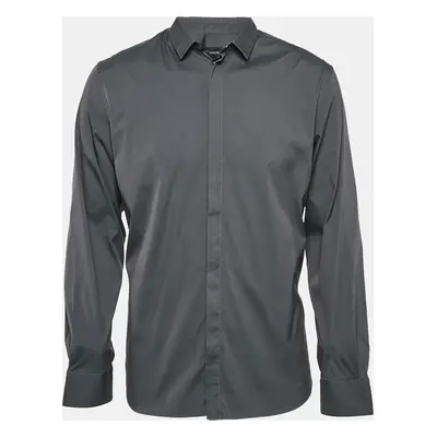 Emporio Armani Grey Stretch Cotton Long Sleeve Shirt