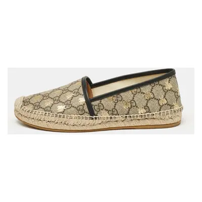 Gucci Beige/Brown GG Supreme Canvas Bee Print Espadrille Flats Size 38.5