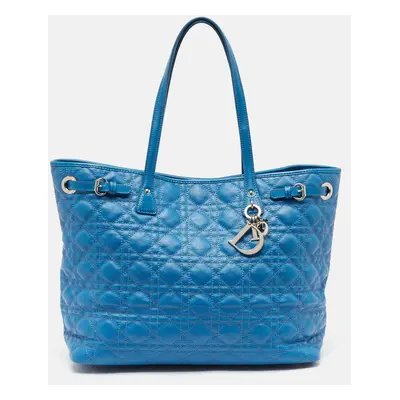 Dior Blue Cannage Coated Canvas Panarea Tote