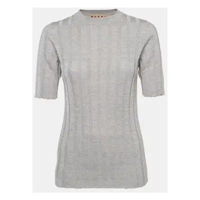 Marni Silver Lurex Knit Mock Neck Top