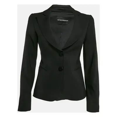 Emporio Armani Black Wool Blend Tailored Blazer