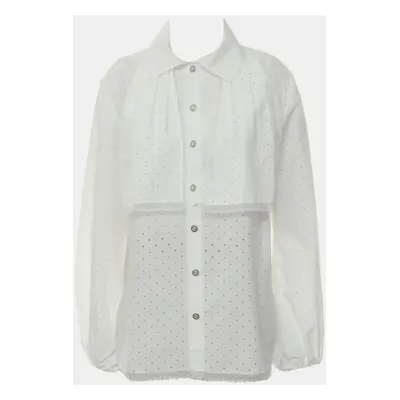 Chanel White Cotton Perforated Shirt FR Women