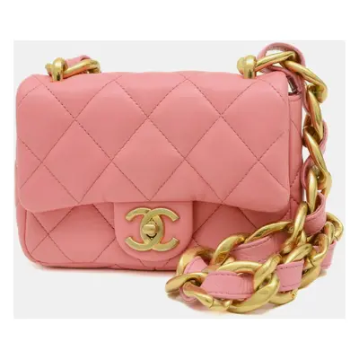 Chanel Pink Lambskin Chain Shoulder Bag