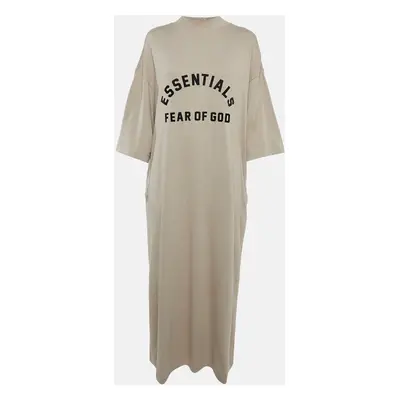 Fear of God Beige Logo Print Cotton Maxi Dress