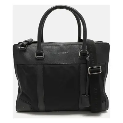 Burberry Black Leather and Nylon Laptop Bag