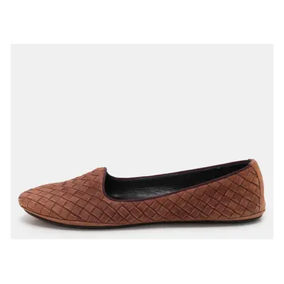 Bottega Veneta Brown Suede Intrecciato Flats Size