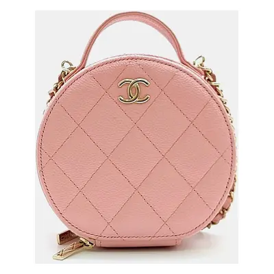 Chanel Caviar Top Handle Round Crossbody Bag