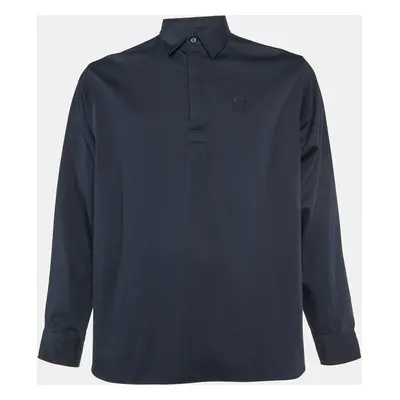 Kenzo Midnight Blue Tiger Embroidered Cotton Polo Shirt