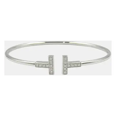 Tiffany & Co. 18K White Gold and Diamond T Wire Bracelet