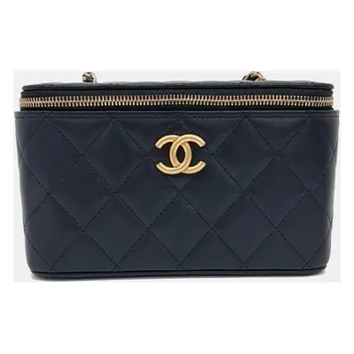 Chanel Black Leather Vanity Crossbody Bag