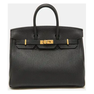 Hermes Black Taurillon Togo Leather Gold Finished Birkin Bag