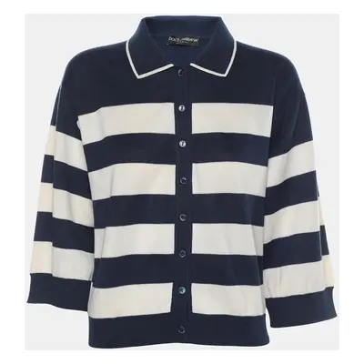 Dolce & Gabbana Blue/White Stretch Knit Stripe Sweatshirt