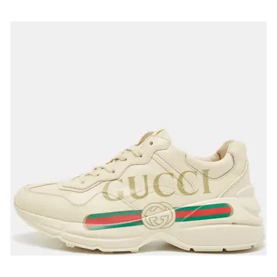 Gucci Cream Leather Vintage Logo Rhyton Sneakers Size