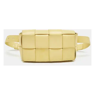 Bottega Veneta Yellow Intreccio Leather Cassette Belt Bag