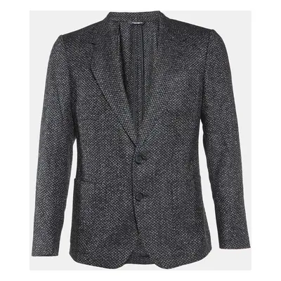 Dolce & Gabbana Black Wool Tweed Single Breasted Blazer