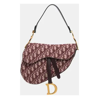 Dior Red Oblique Canvas Saddle Bag