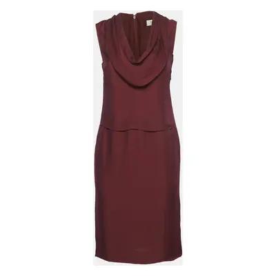 Yves Saint Laurent Burgundy Silk Blend Midi Dress