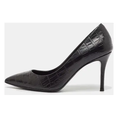 Giuseppe Zanotti Black Croc Embossed Leather Pointed Toe Pumps Size