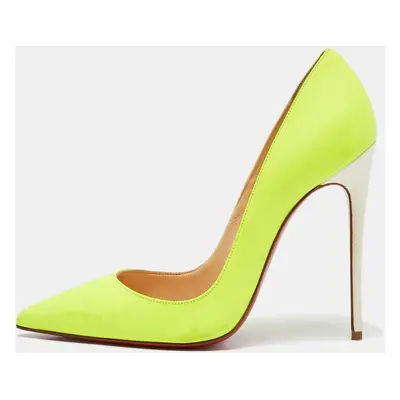 Christian Louboutin Neon Green/White Leather Pigalle Follies Pumps Size 36.5