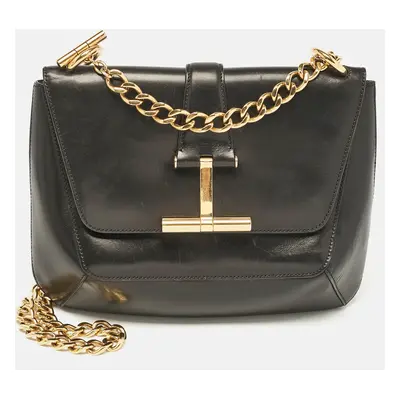 Tom Ford Black Leather Tara Chain Shoulder Bag