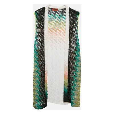 Missoni Multicolor Patterned Knit Open Front Sleeveless Cardigan