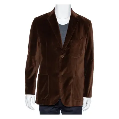 Balmain Vintage Brown Velvet Button Front Blazer