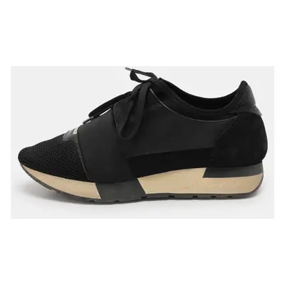 Balenciaga Black Neoprene and Patent Race Runner Sneakers Size