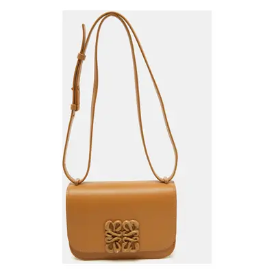 Loewe Light Brown Leather Goya Logo Flap Shoulder Bag