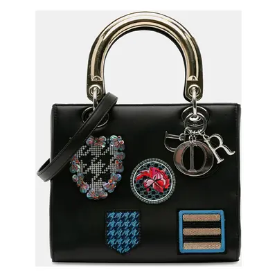 Dior Black Medium Calfskin Patch Embellished Lady Dior