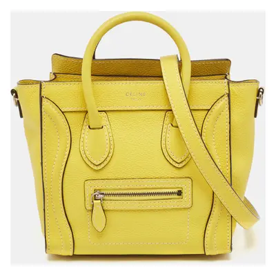 Celine Yellow Leather Nano Luggage Tote