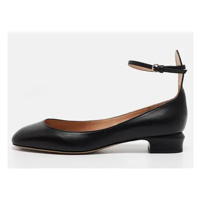 Valentino Black Leather Tango Block Heel Pumps Size