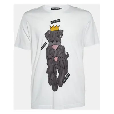 Dolce & Gabbana White Year of the Dog Print Cotton Crew Neck T-Shirt 3XL