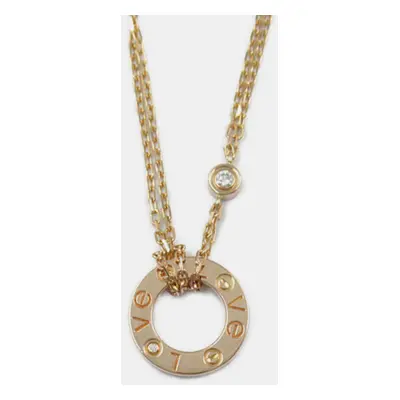 Cartier 18K Pink Gold Diamonds Love Pendant Necklace