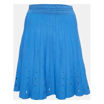 Sandro Blue Knit Pleat Effect Mini Skirt