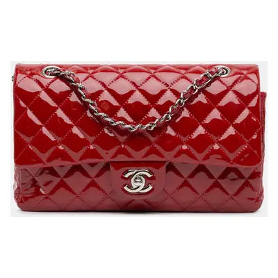 Chanel Red Medium Classic Patent Double Flap