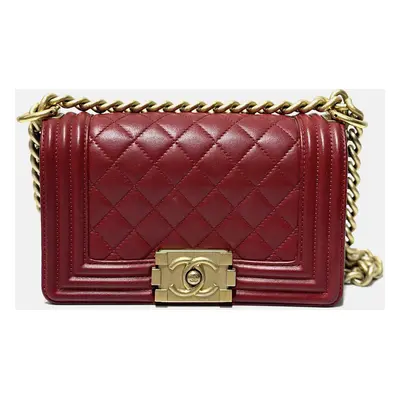 Chanel Red lambskin leboy small bag