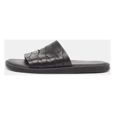 Bottega Veneta Black Leather Flat Slides Size