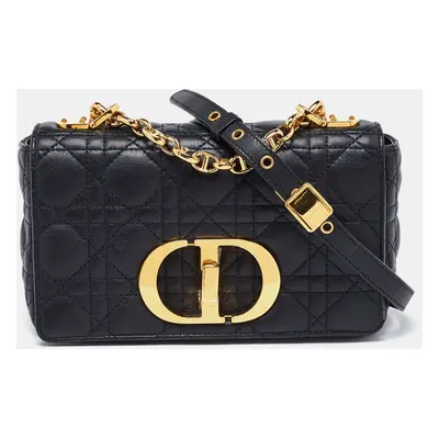 Dior Black Cannage Leather Caro Shoulder Bag