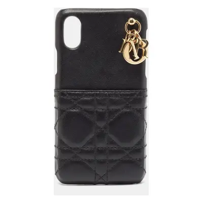 Dior Black Cannage Leather Lady Dior iPhone X/XS Case