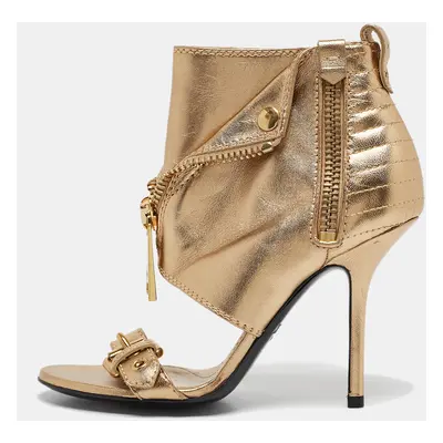 Moschino Gold Leather Stiletto High Heel Sandals Size