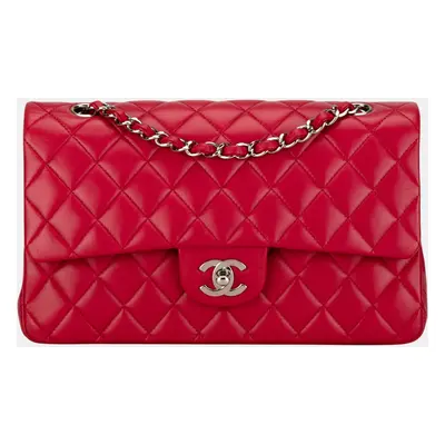 Chanel Red Medium Classic Lambskin Double Flap