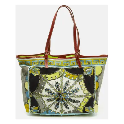 Emilio Pucci Multicolor Printed Coated Canvas and Leather Shopper Tote