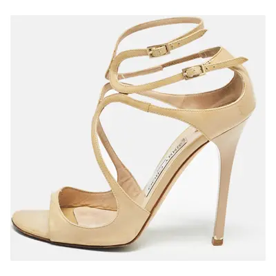 Jimmy Choo Beige Patent Leather Lance Sandals Size